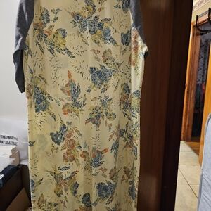 LuLaRoe Floral Cream Dress with Blue and Yellow Print